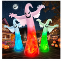 12FT Giant Halloween Inflatables Ghost with 3Colored Flame Rotation LED Lights, Huge Spooky Halloween Decoration Outdoor Large Halloween Blow Up Yard Decorations Tall Blowups for Lawn Party (1PCS)