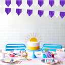6p Banner Metallic Foil Fringe Wall Hanging Tinsel Fringe Banners backdrop for Parade Floats Garland Wedding Birthday Parties Graduation Lavender Bridal Shower Engagement Part Decoration(White Purple)