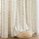 jinchan Linen Boho Curtains for Living Room Semi Sheer Curtains for Bedroom 84 Inches Long Herringbone Printed Farmhouse Drapes, Rod Pocket Window Treatment Curtain Set of 2 Panels Black on Linen