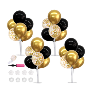 TONIFUL 4 Set Black Gold Balloon Centerpieces for Table,Balloon Stand Kit for Black Gold Party Decor 40th 50th 60th 70th Birthday Decorations Anniversary Graduation Decorations 2026 New Year Eve