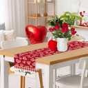3 x Valentine Buffalo Grid I Love You Wedding Anniversary Table Runner 13x36 Inch , Red Polka Dot Heart Dinning Kitchen Table Decoration for Home Party Indoor Outdoor