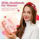 Hoteam 6 Pieces Valentine Headband for Women Beaded Love Heart Headband Pearl Rhinestone Crystal Jeweled Knotted Hairband for Valentine Hair Accessories Gifts(Red, Rose Red, White)