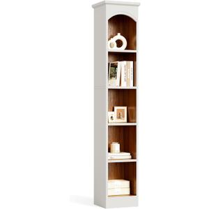 LITTLE TREE 70.9" Tall Bookshelf, 5-Tier Open Bookcase with Cubes, Bookshelf with Storage Space, Freestanding Narrow Bookcase for Home Office, White, 1 Pack