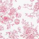 100 Floral Guest Napkins Pink and White Toile Disposable Paper Napkins Decorative Flower Bathroom Hand Towels for Bridal Baby Shower Tea Party Birthday Party Supplies