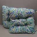 Patio Wicker Chair Cushions, All Weather Outdoor Tufted Chair Pads Pack of 2, 19 x 19 x 4 Inch U-Shaped Seat Cushions of Garden Furniture Decoration, Paisley Cyan