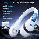 OLV Neck Fan 5000mAh Rechargeable Battery Portable Fan 360 Bladeless Cooling 3 Speeds Powerful Airflow Personal Foldable Neck Fan Gifts for Men Women Home Office,Travel,Sports,Golf,Camping White