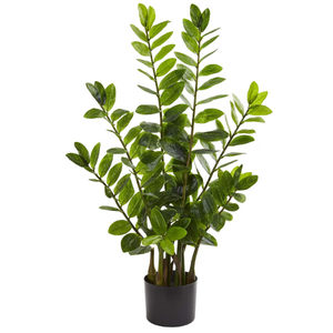 Nearly Natural 3 ft Artificial Zamioculcas ZZ Plant with Nursery Pot
Quality Glossy Foliage, Realistic Stems, Non-Decorative Nursery Pot, Tropical Accent for End Tables