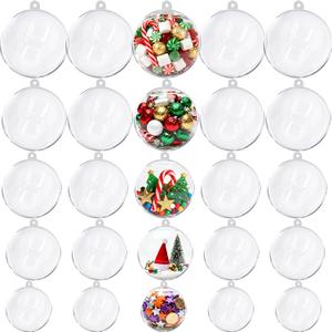 60 Pcs Multi-Size Fillable Christmas Ornaments Balls, Large Clear Plastic Fillable Hanging Ornament Ball for DIY Crafts, Shatterproof Transparent Ornaments Bulk for Xmas Tree Party Decor