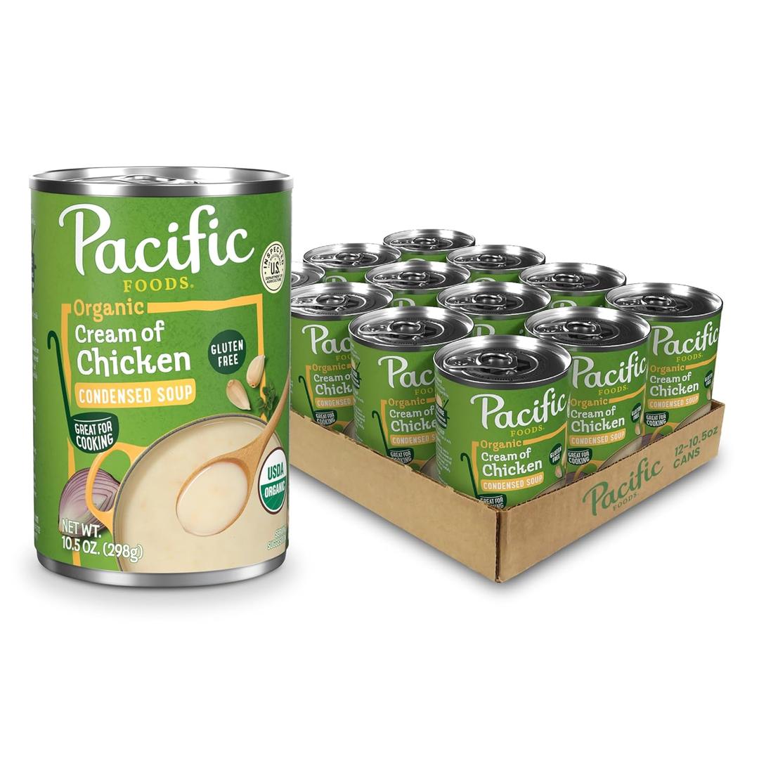 Pacific Foods Organic Cream of Chicken Soup, 10.5 oz Can (Case of 12) (EXP 03/01/28)
