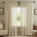 Kotile Beige Lace Curtains 102 Inches Long for Living Room, 2 Panels Country Rustic Floral Vintage Cream Sheer Lace Curtains for Bedroom, Rod Pocket Privacy Window Curtain Drapes, 52 x 102 Inch, Beige