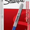 Sharpie Permanent Markers, Fine Point, Blue, 12 Count