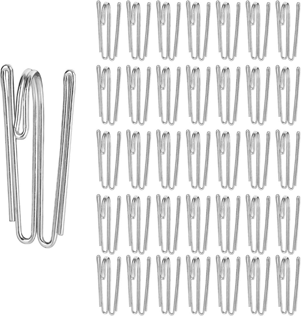 60 pcs Stainless Steel Curtain Hooks Drapery W Shape Hook Stainless Curtain Pleat Tape Hooks