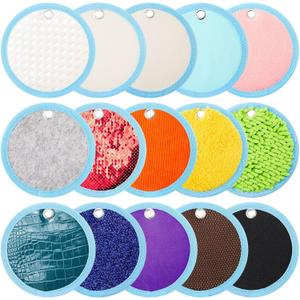 Haull 15 Set Sensory Mats Assorted Textured Sensory Floor Tiles Room Wall Panel Sensory Exercise Tactile Toy for Autistic Children Kids Baby Toddler Fidgeting Activity(Round,5.91 Inch)