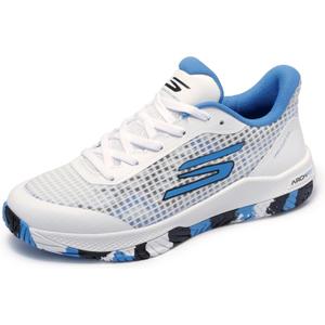 Skechers Women's Go Train Arch Fit Viper Court Pro-Pickleball Sneaker (9.5, White/Blue)
