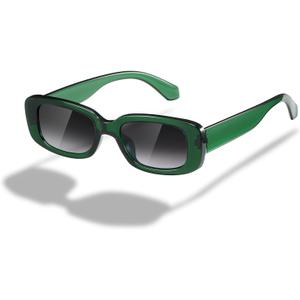 kimorn Rectangle Sunglasses for Women Men Trendy Retro Fashion Sun Glasses 90s Vintage UV 400 Protection Square Frame K1200 (Green Frame Gradient Grey Lens)