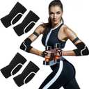 Kathfly 2 Pair Breathable Elbow Support Sponge Elbow Pads Protective Sleeve Volleyball Knee Pads Women Black Protectors Brace Compression Arm Brace Wraps for Men Women Sport