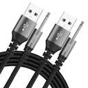 2.5mm DC Charging Cable 4 FT-2 PackUSB A to DC 17mm x 2.5mm Fast Charging Cord , Durable Braided 5V 150mA Pin Replacement for Messager Charger Wire, Toys, Beauty Instrument, Lights, Fans, Speaker &