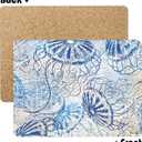 Ocean Cork Placemat Set of 4 - Jellyfish Cork-Back Heat Resistant Place Mats, 16"x13" Sunmmer Table Mats for Farmhouse Holiday Dining Party