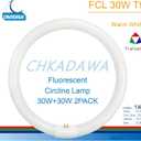 CHKADAWA FCL30/30K Circular Fluorescent Light Bulbs T9 9 inch 30 Watts, Round FCL30EX-L 27K Circline Light Bulb FC9T9/KB 30W 830 3000K, 32030 WW Warm White, G10q 4 Pin Base, 2 Pack