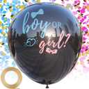 Disfore Thickened Gender Reveal Balloon - 2pcs Gender Reveal Confetti Balloons with Pink and Blue Confetti 36 Inch Black Gender Reveal Balloons Perfect for Taking Photos and Videos