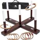 CircleCraft Rustic Ring Toss Game for Kids & Adults  Outdoor Yard Games with Rope Rings, Portable Wooden Lawn Game for Family Fun, Backyard, Beach, Camping & Picnic Activities for Christmas & Easter (Dark Brown)