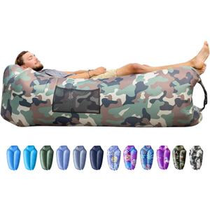 AlphaBeing Inflatable Lounger Beach Chair Accessories, Air Sofa Hammock Inflatable Couch for Camping Backyard Lakeside with Compression Sacks, Ideal Outdoor Gifts for Adults (Camo Green)