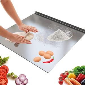 LandHope Large Cutting Board 304 Stainless Steel Cutting Board Metal Baking Mat Non Stick Thick Board Cutting Fruit Vegetable Meat Kneading Rolling Bread Pizza Biscuits Dough Sturdy Kitchen (23.6"L x 19.7"W)