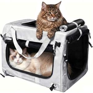 Extra Large Cat Carrier for Large Cats or 2 Small Cats - Soft-Sided Pet Carrier for Car Travel, Top Load, 4 Openings, Anti-Sag Iron Frame, Anti-Sagging pad, Zipper Lock Buckle, Foldable