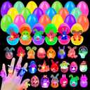 24 Pack Prefilled Easter Eggs with 3D Finger Lights Up Rings Toys Grow in the Dark Great for Kids Girls Boys Easter Basket Stuffers Party Favors Eggs Fillers (Easter)