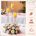 2 Pcs 3 Arms Acrylic Candelabras with Lampshade Set 30 Inch Wedding Table Candelabra Centerpieces Clear Candle Holder Candlestick Holder for Wedding Table Party Decor, Fit 3" LED Candle