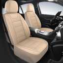HChengkikz Car Seat Covers, Quilting Leather Seat Cover Two Front Seats, Waterproof Faux Leather Automotive Seat Covers for Cars, Universal Car Interior Fit for Suvs, Trucks, Airbag Compatible (2PCS) (N4 Beige)