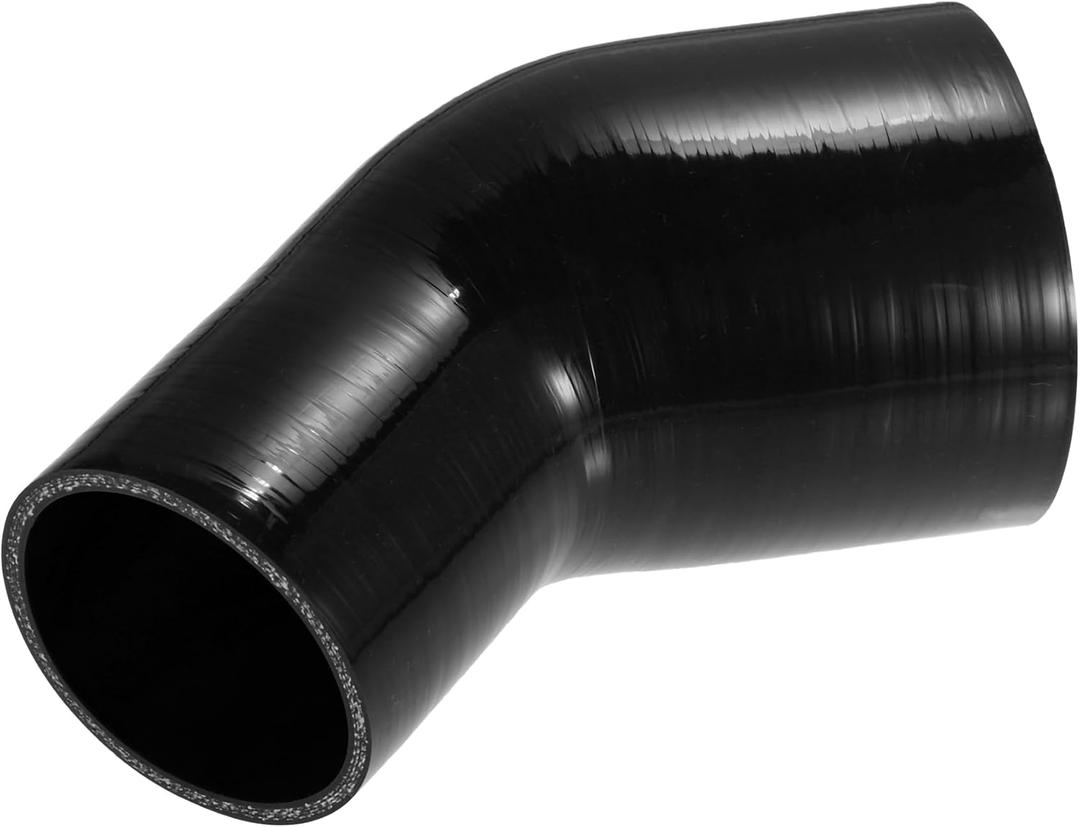 X AUTOHAUX 45 Degree 3.0 Inch to 4.0 Inch ID 4Ply Car Elbow Reducer Silicone Hose Coupler Intercooler Tube Intake Piping Black 76-102mm