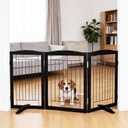 Dog Fence Indoor,Dog Gate Indoor for Doorway pet gate -3-Panel Freestanding, Hallways, House or Stairs -60x24-Inch Retractable Foldable Expandable Wood Pet by SFJC (Black) ﻿