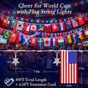 2026 World Cup Decorations String Lights, 49FT 75 LED Red White Blue Star Lights with 48 Country Flags, USB Powered Soccer Party Decor for World Cup, 4th of July, Sports Bar, Outdoor Indoor
