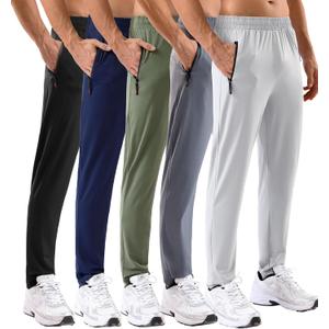 MSGD 5 Pack Men's Sweatpants with Zipper Pockets Stretch Lightweight Athletic Track Activewear Pants for Men Joggers (L)