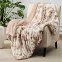 Bedsure GentleSoft Sherpa Fluffy Blanket Twin Size - Fleece Warm and Cozy Throw for Women Gift, Plush & Fuzzy Faux Christmas Fur Blanket for Couch, Bed Decor, Tie Dye Design, Beige, 60x80 Inches