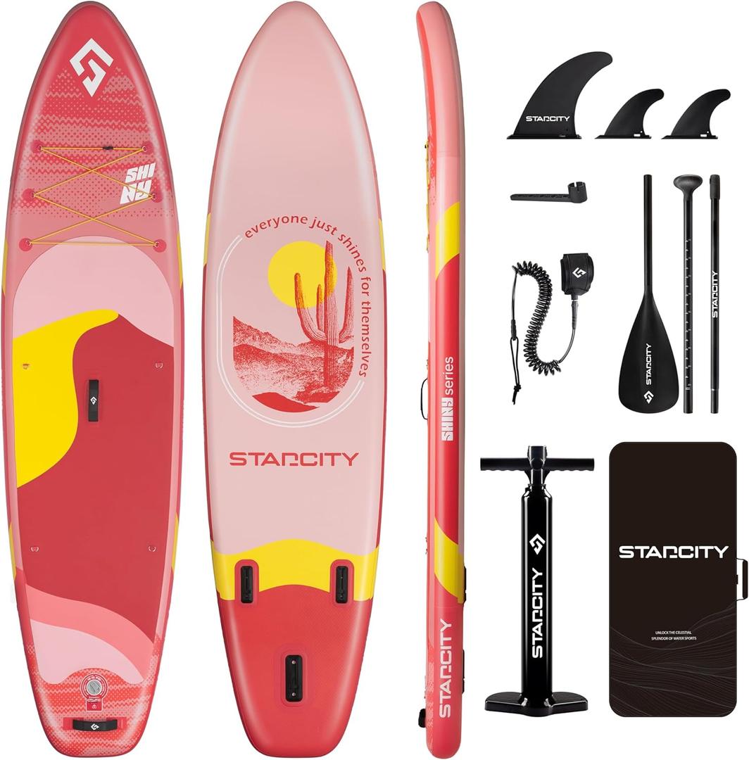 Starcity 11'*33"*6" Blow Up Paddle Board, Inflatable Paddle Board, Spacious and Stable, Anti Slip and Easy to Operate, Large Size Suitable for Single Person/Family/Pet Use