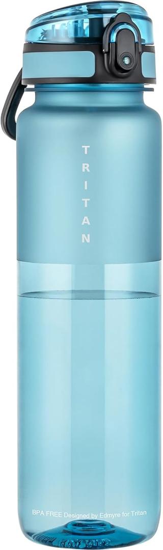 32oz Water Bottle with Chug Lid, Frosted & Clear Tritan BPA-Free, Leakproof, Wide Mouth, Portable Sports Water Bottle for Gym, Office, Travel, Outdoor (Dark Teal)