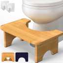 Bamboo Toilet Stool, 7 Foldable Potty Poop Bathroom Stool with Extra Soft Microfiber Rug and Hooks, Non-Slip Toilet Assistance Step Stool for Adult, Improve Squatting Posture - Healthy Gifts