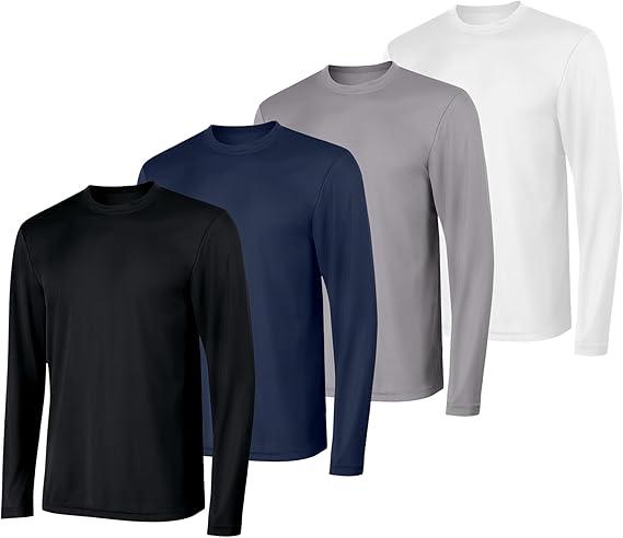 Hanes Sport Men's Long-Sleeve T-Shirt Pack, Cool DRI Moisture-Wicking Performance T-Shirts, Performance Tee, 4-Pack, M