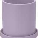 PATIKIL 5 Inch Ceramic Plant Pots, Modern Flower Planters with Drainage Holes and Tray for Decorate Home Indoor Plants Succulent Herb, Orange