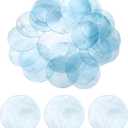 uxcell 50Pcs 50mm Round Capiz Sea Shells, Round Natural Capiz Shells Discs Charm with Hole for Seashell Wind Chimes Curtain Home Decoration, Light Blue