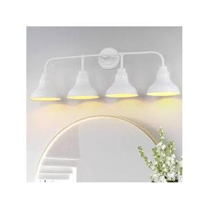 pasentel 34" Farmhouse Large Vanity Light, 4-Light Bathroom Lighting Fixtures Over Mirror, White Modern Rustic Industrial Indoor Wall Sconce Lighting for Bathroom, Cabinet, Mirror