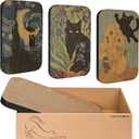 Art Cat Scratcher, 3 Packs Wall-Mountable Art Cat Scratching Board with Box, Cat Wall Scratcher, Cat Scratch Pad, Cardboard Cat Scratchers for Indoor Cats Toy Furniture Protector (Van Gogh-1)