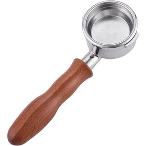 Stainless Steel Naked Bottomless Portafilter - Coffee Portafilter for Breville BES900XL, BES920XL, BES980XL, BES990BSS Espresso Machine - Wooden Handle