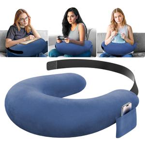 Crochet Pillow for Lap Support, Gaming & Reading Lap Desk Pillow for Sitting on The Bed/Sofa/Floor, Large & Ergonomic Arm Rest Support Pillows, Knitting Pillows, Pet Bed Support for Ipad/Laptop - Blue