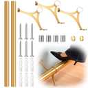 Zonon 8 ft Bar Foot Rail Kit Gold Undercounter Mount Hardware and Tubing Complete Kit Foot Railing for Bar Dome End Cap Stainless Steel Brass Finish for Kitchen Island Indoor Outdoor