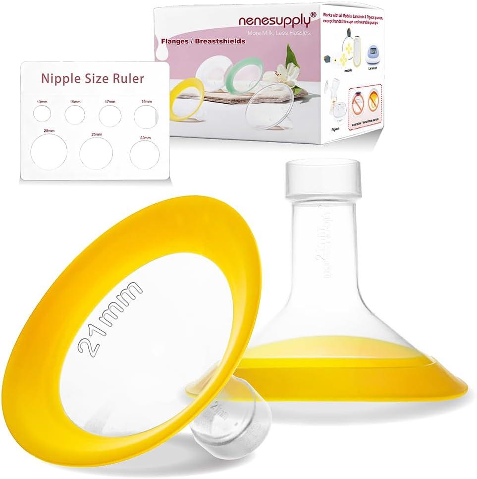 Nenesupply 21mm Oval Flanges Compatible with Medela Pump Parts Replacement 21mm Flange for Medela Breast Pumps. Work with Pump in Style Parts Symphony Parts Swing Maxi Harmony and Personalfit Flex