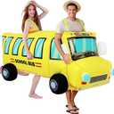 Couple Inflatable School Bus Costume for Adult Halloween Costumes 2 People Funny School Bus Costumes for Men Women Cosplay