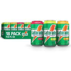 Gatorade Thirst Quencher, 3-Flavor Variety, 12 Fl Oz Cans (Pack of 18), Best By: 08/03/2026